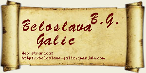 Beloslava Galić vizit kartica
